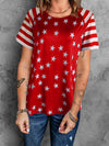 Full Size Star Striped Round Neck Short Sleeve T-Shirt