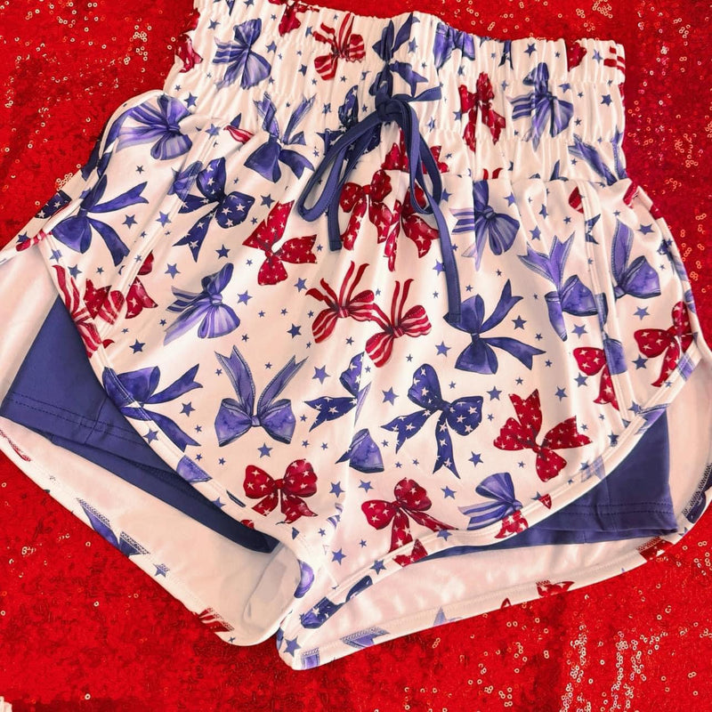 Red White & Blue High Waist Tummy Control Shorts - Pre Order