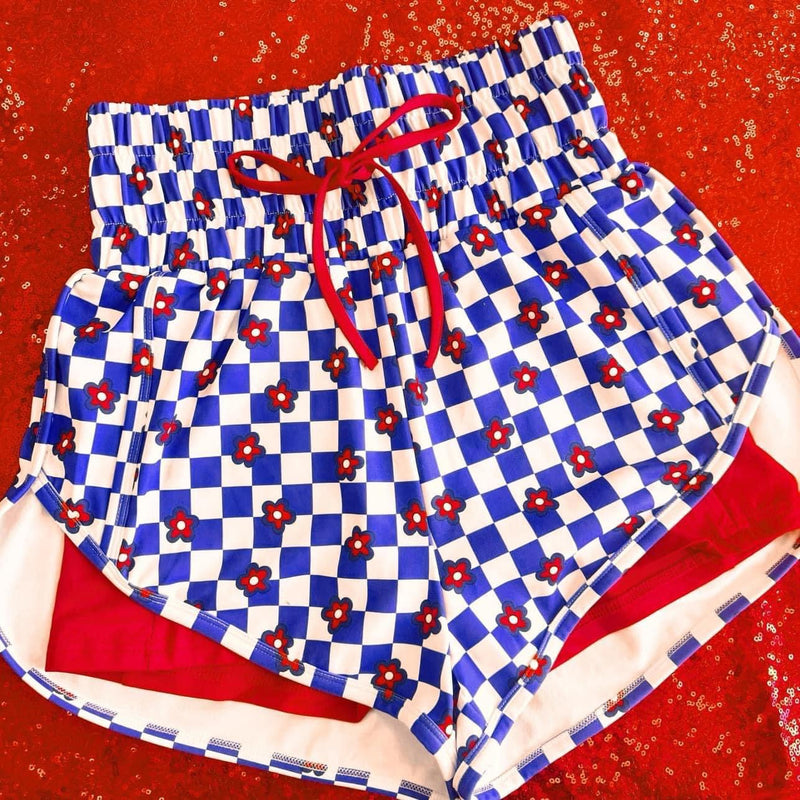 Red White & Blue High Waist Tummy Control Shorts - Pre Order