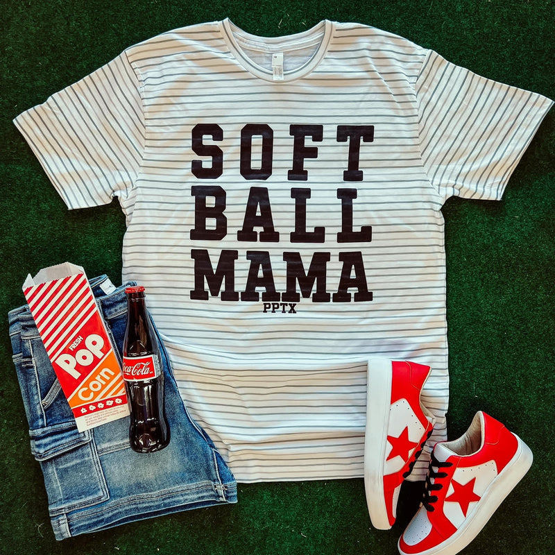 Striped Softball Mom Tee - Pre Order