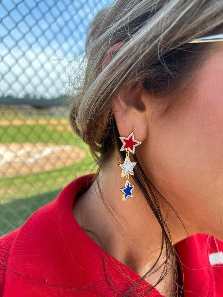 Accessories & Self care items - Jess lea red white blue star earrings