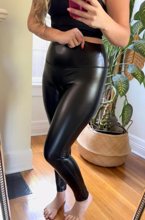 High Gloss Liquid Leather Black Leggings - Pre Order