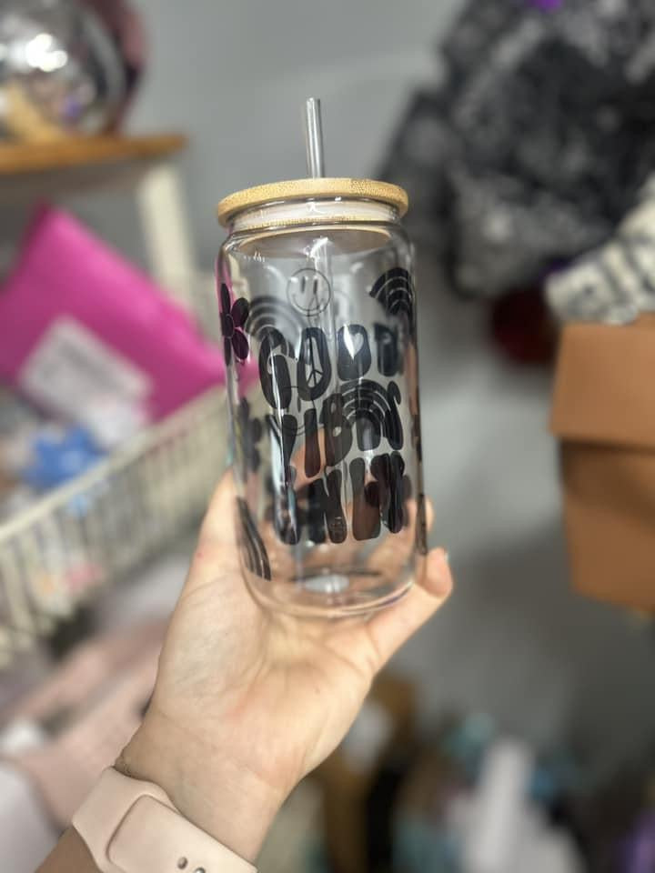Good vibes Glass cup