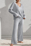 Ultra Comfortable V Neck Ribbed Set - Pre Order