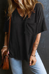 Solid color textured ribbed Vneck - Pre Order