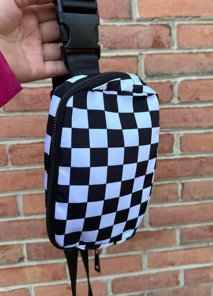 Checkered reg length bum bag