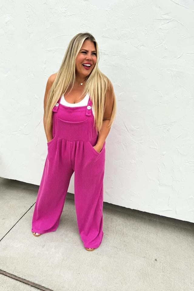 Blakeley Ribbed Overalls Pink