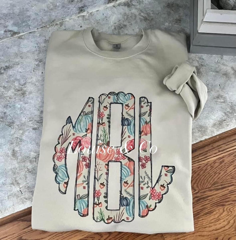 Sand colored Pullover with monogram - Pre Order