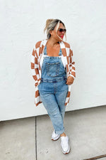 Checkered Pattern Thumbhole Cardigan - Pre Order