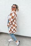 Checkered Pattern Thumbhole Cardigan - Pre Order