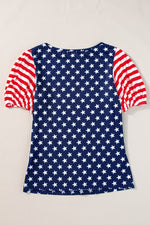 Stars and Stripes Round Neck Short Sleeve Top