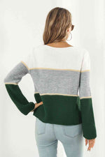 Color Block Horizontal Ribbing Sweater