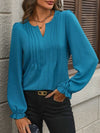 Notched Flounce Sleeve Blouse