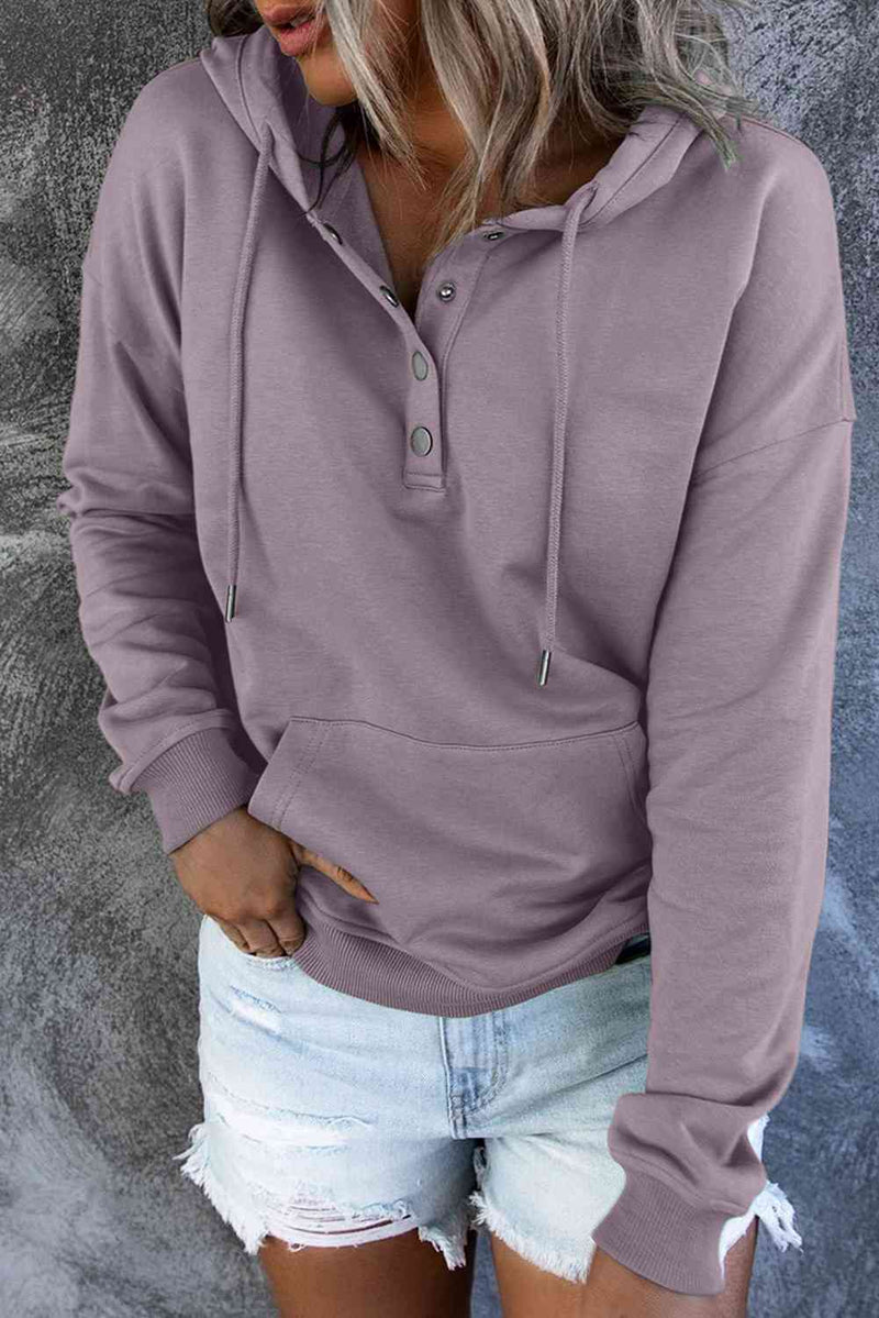 Dropped Shoulder Long Sleeve Hoodie with Pocket