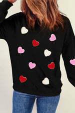 Heart Round Neck Dropped Shoulder Sweatshirt