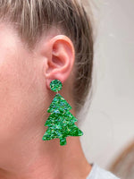 PREORDER: Pine Glitter Clear Resin Christmas Tree Dangles