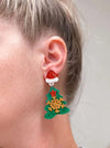 PREORDER: Santa Hat Glitter Resin Christmas Tree Dangles