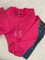 PREORDER: Embroidered Custom Birth Month Flower Name Sweatshirt in Six Colors