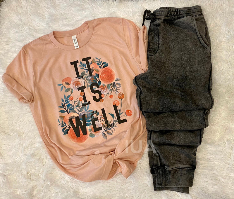 It Is Well (Peach) Tee+Jogger Set