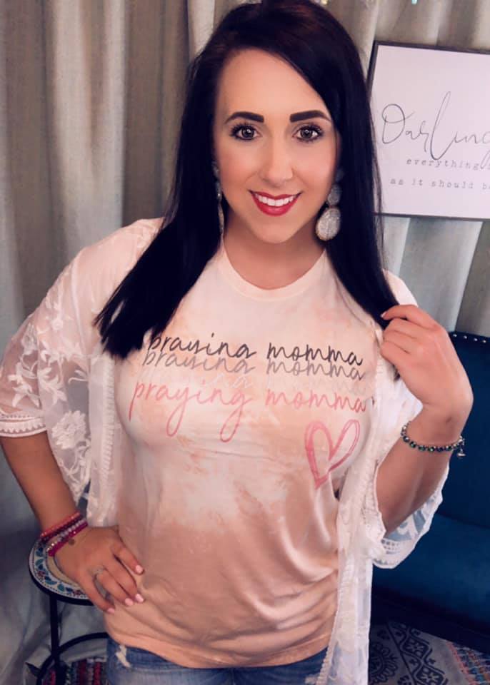 Praying Mama Glam Tee - Water Color Distressed